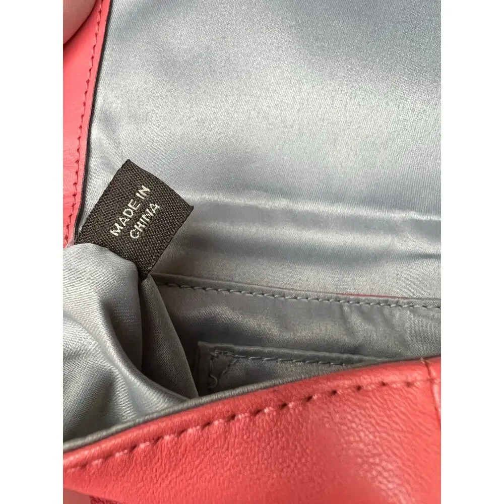 COACH Kristin Coral Pink Soft Leather Flap Wristlet Clutch Wallet EUC